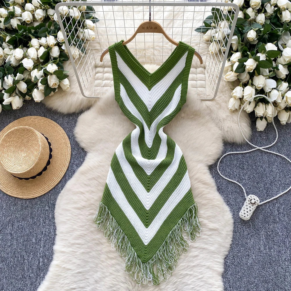 Asymmetric Knit Bodycon Mini Dress
