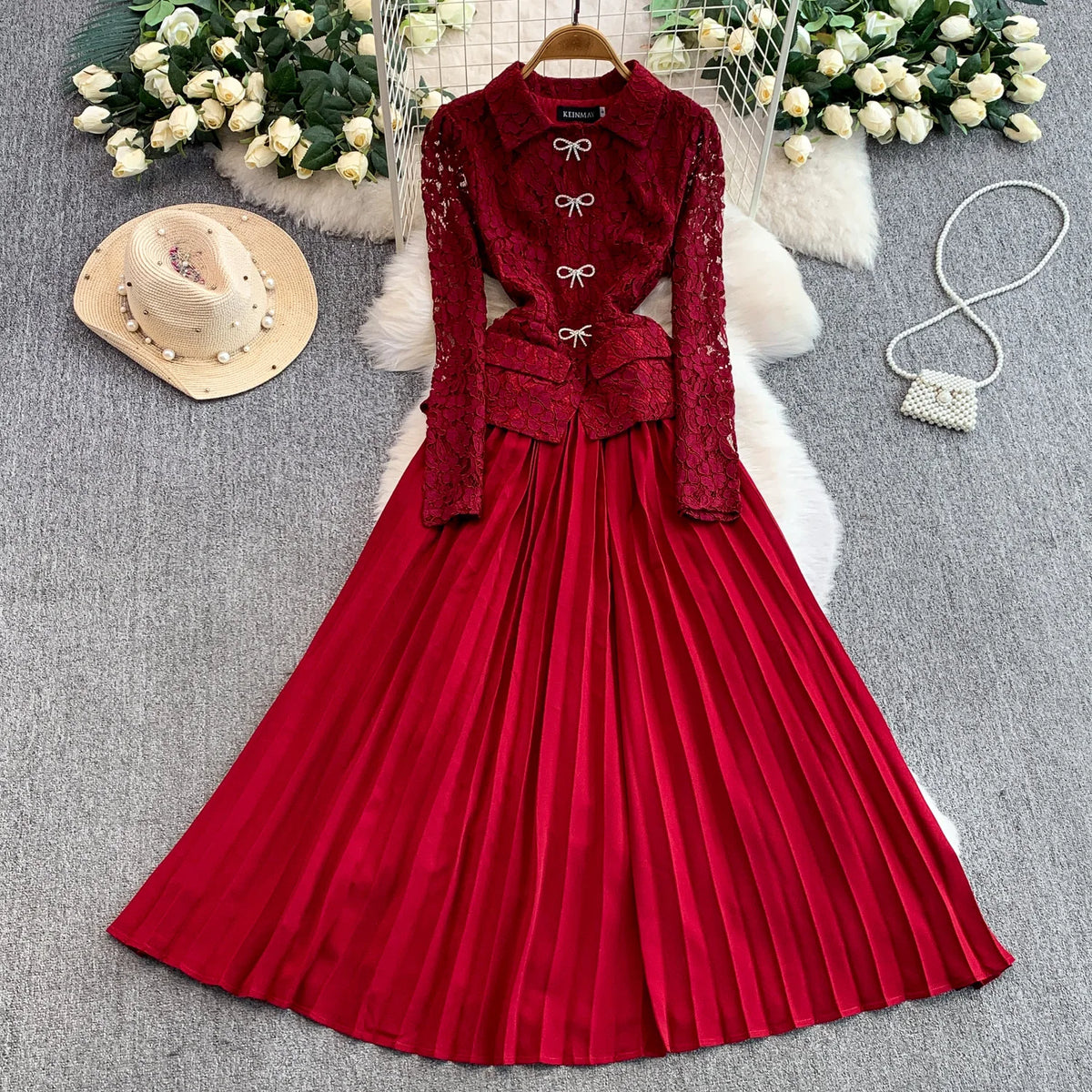 Butterfly Lace Long Sleeve Dress