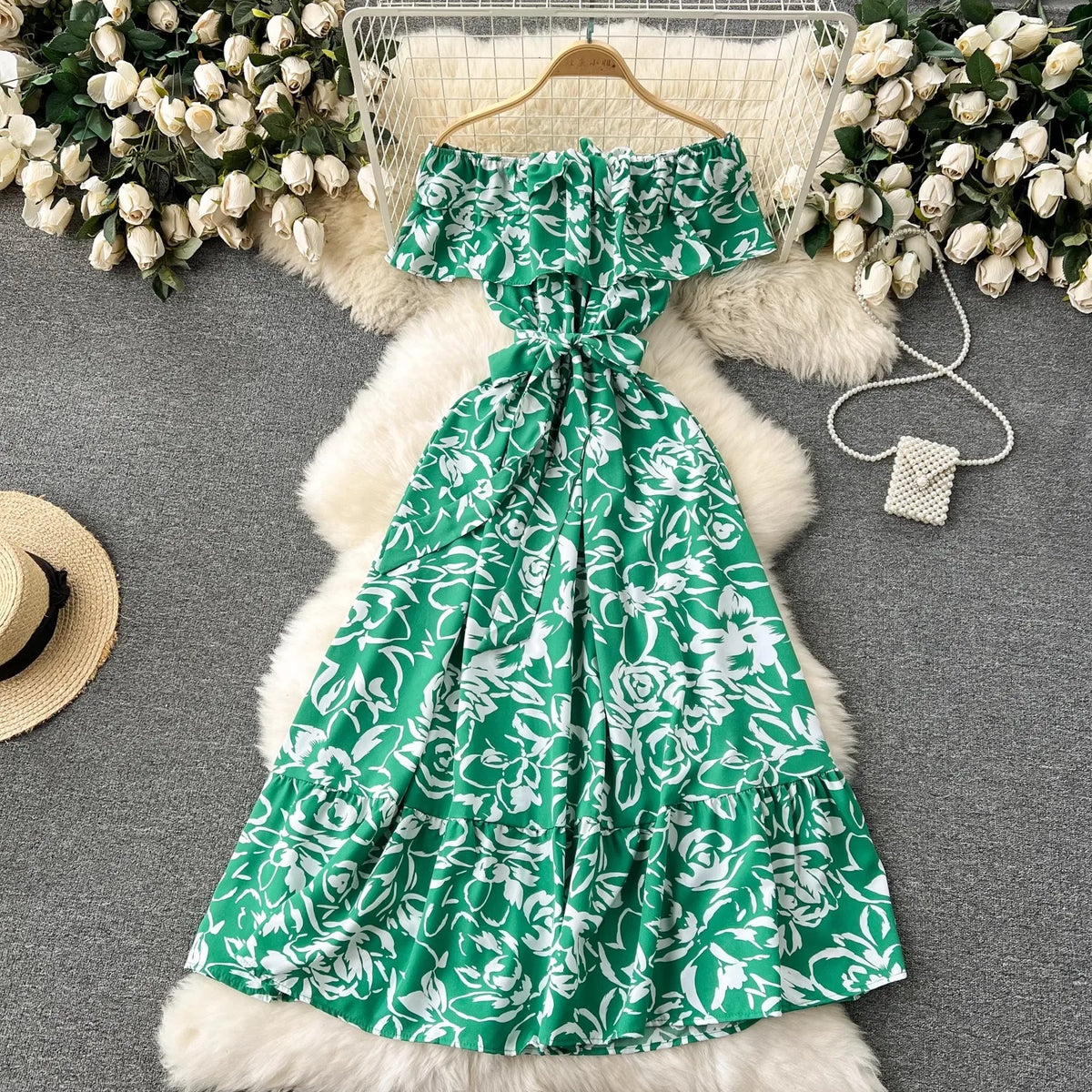 Floral Off-Shoulder A-Line Maxi Dress