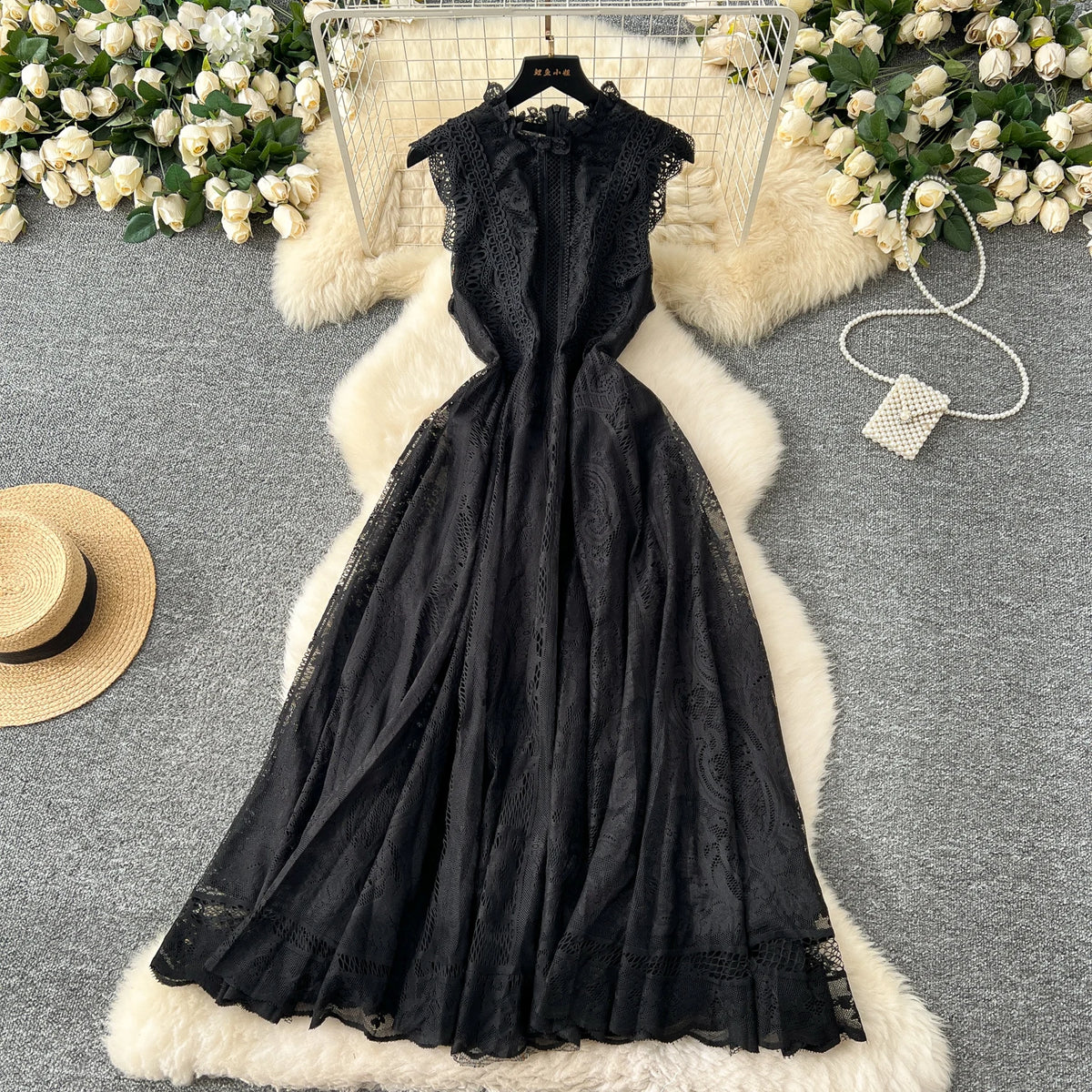 Lace Mesh Mock Neck Bodycon Dress