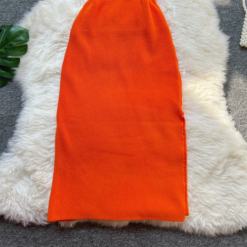 Hollow Out Waist Knit Bodycon Dress