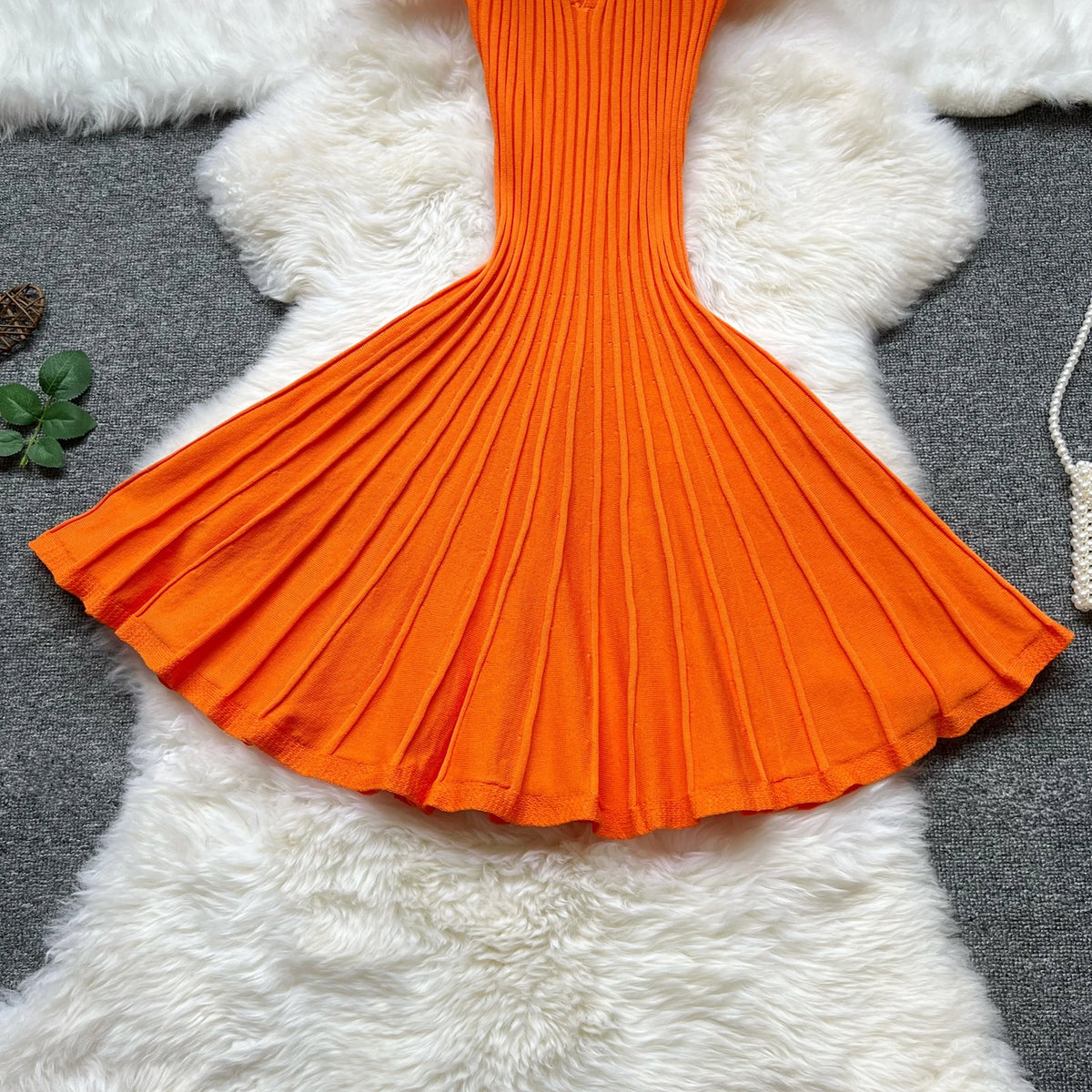 One Button Knit A-Line Dress