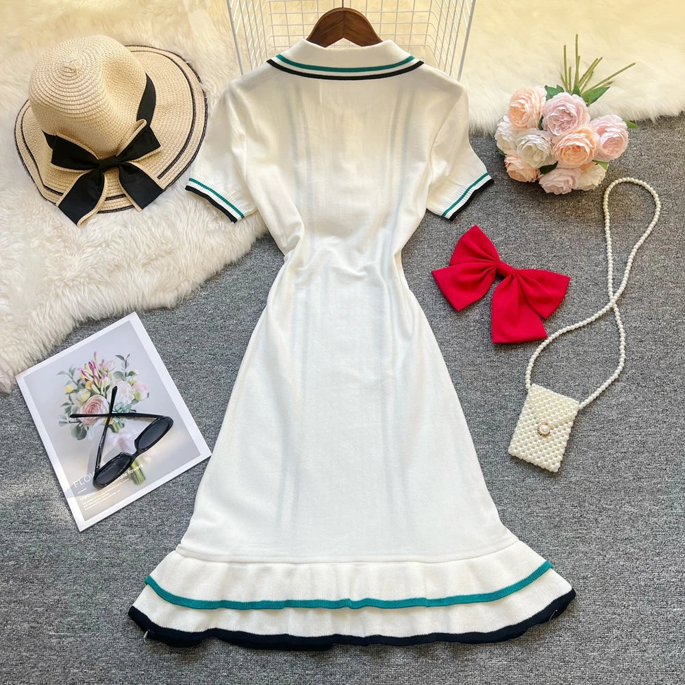Ruffled Knit Mini Party Dress
