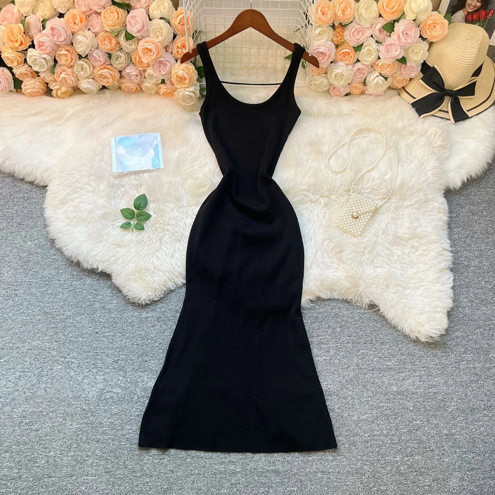 Sleeveless Knit Wrap Bodycon Dress