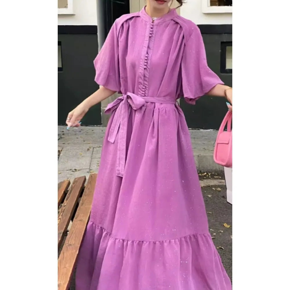 Glitter Ruffle Button Front Dress