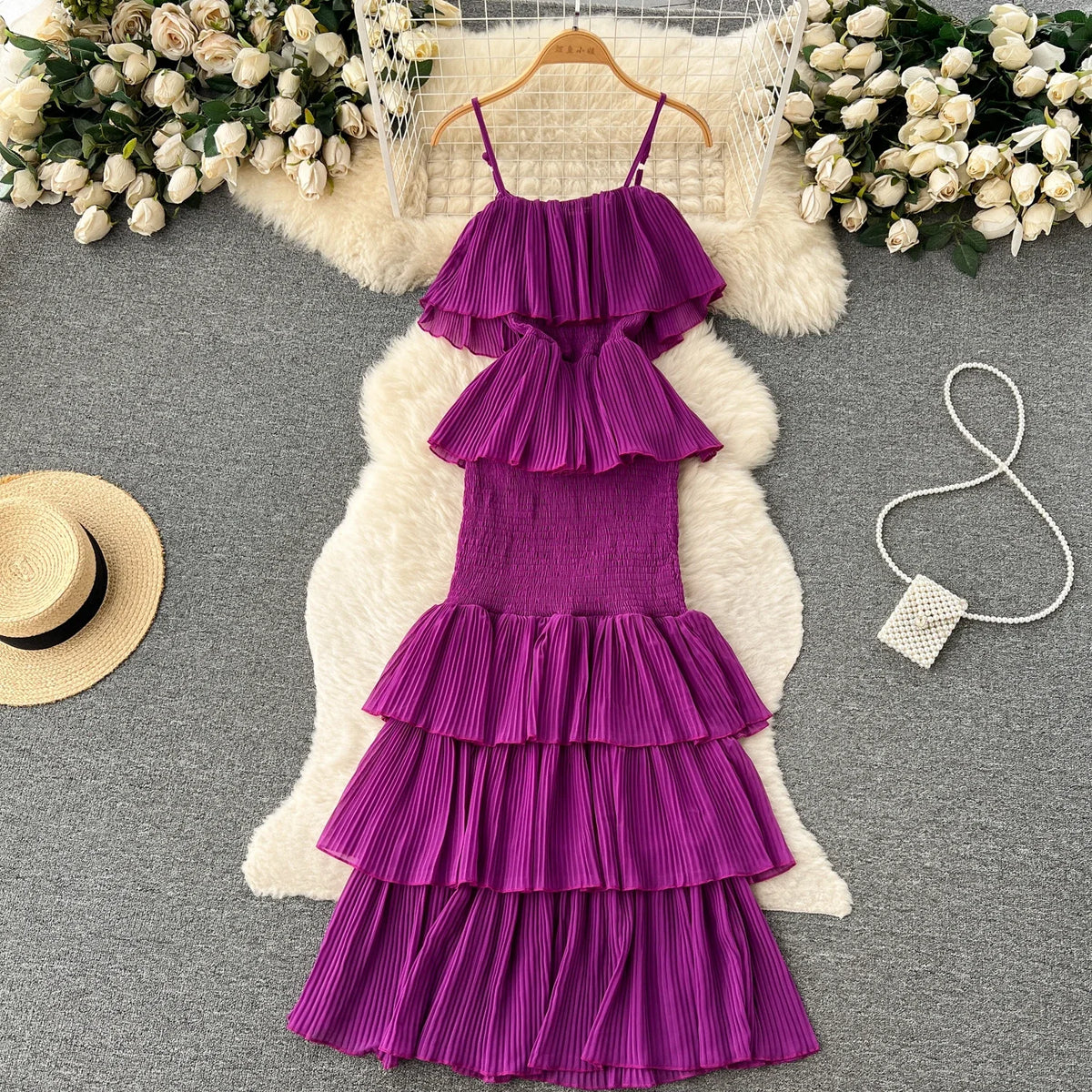 Ruffle Chiffon Maxi Slip Dress
