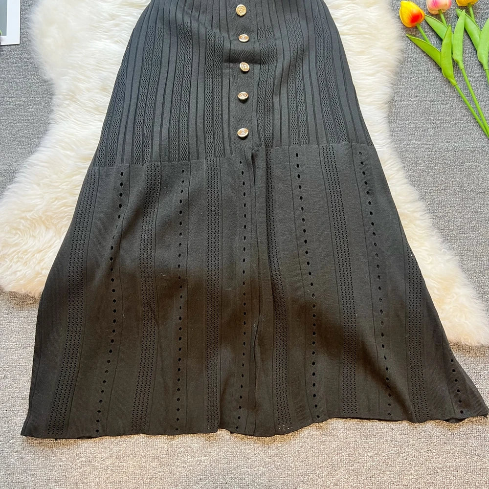 Vintage Patchwork Knit Maxi Dress