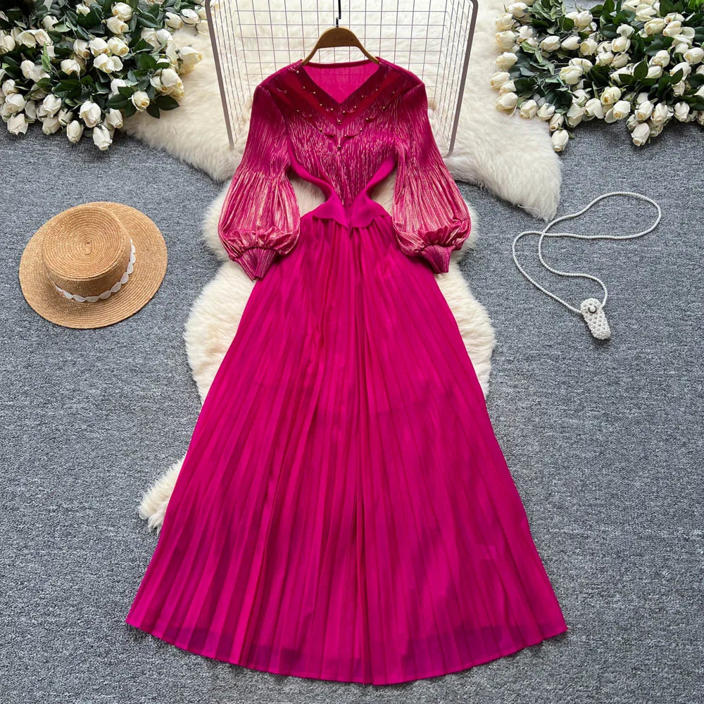 Tassel Puff Sleeve Slim Dress