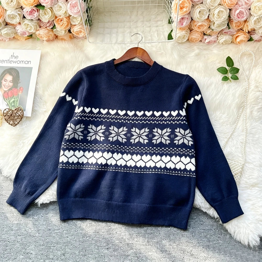 Vintage Jacquard Knit Pullover Sweater