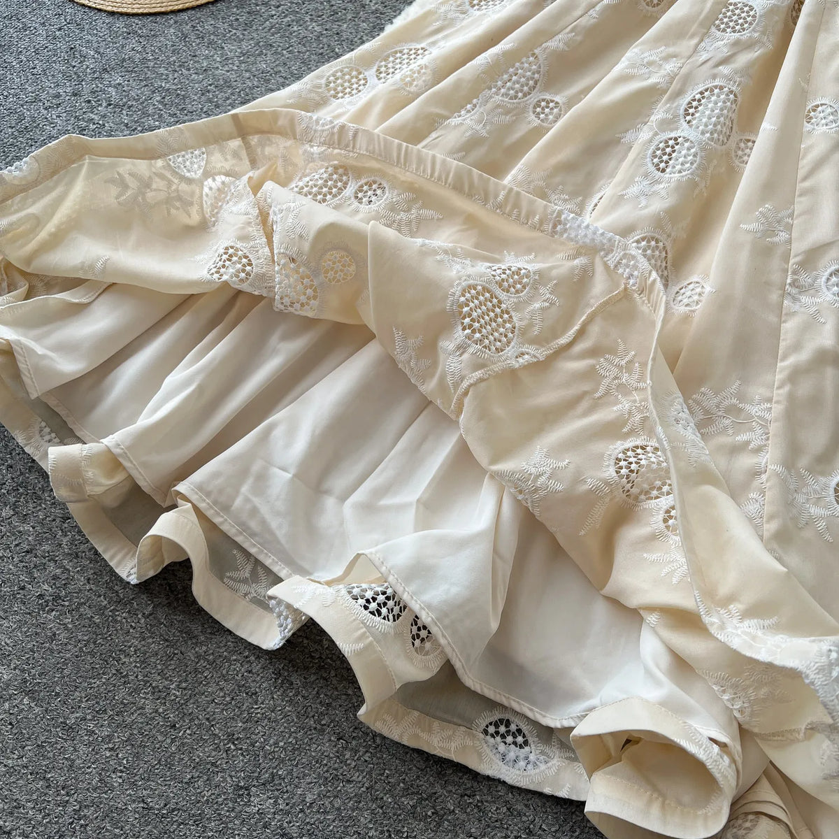 Peter Pan Collar Beaded Cutout Maxi Gown