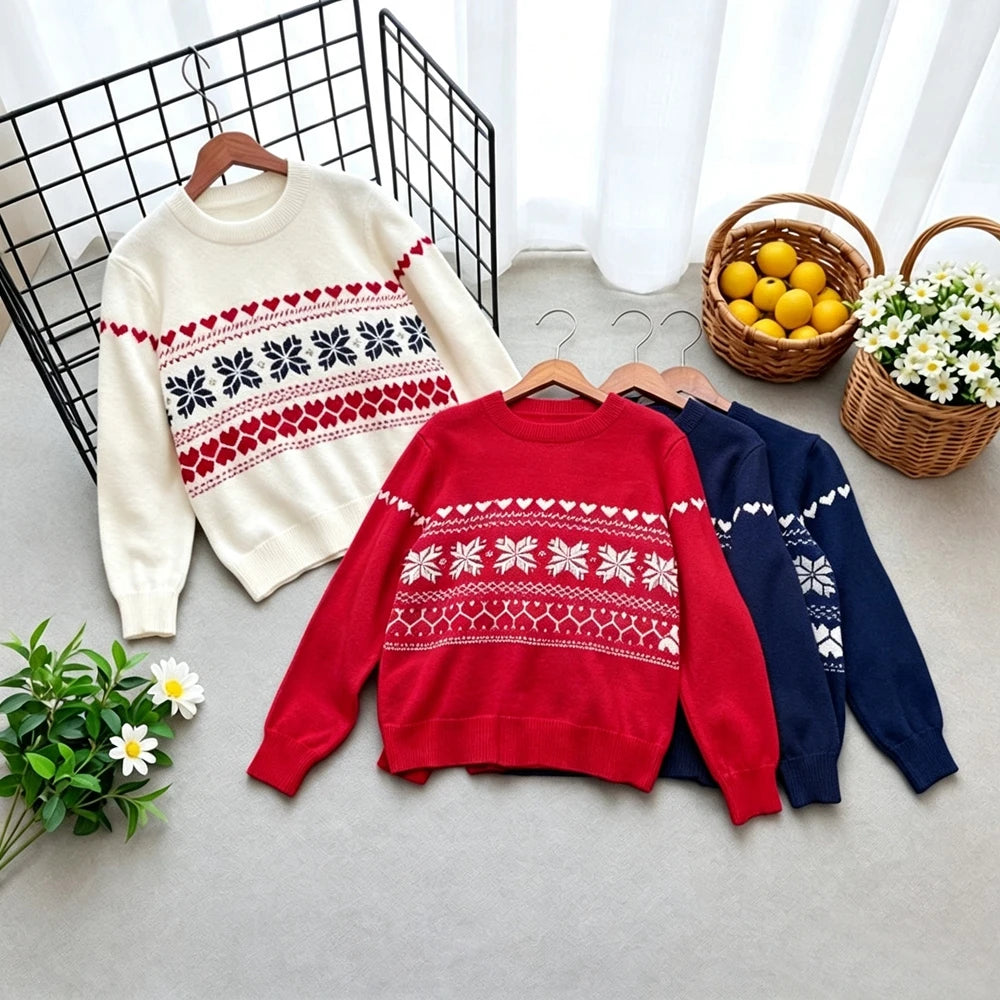 Vintage Jacquard Knit Pullover Sweater