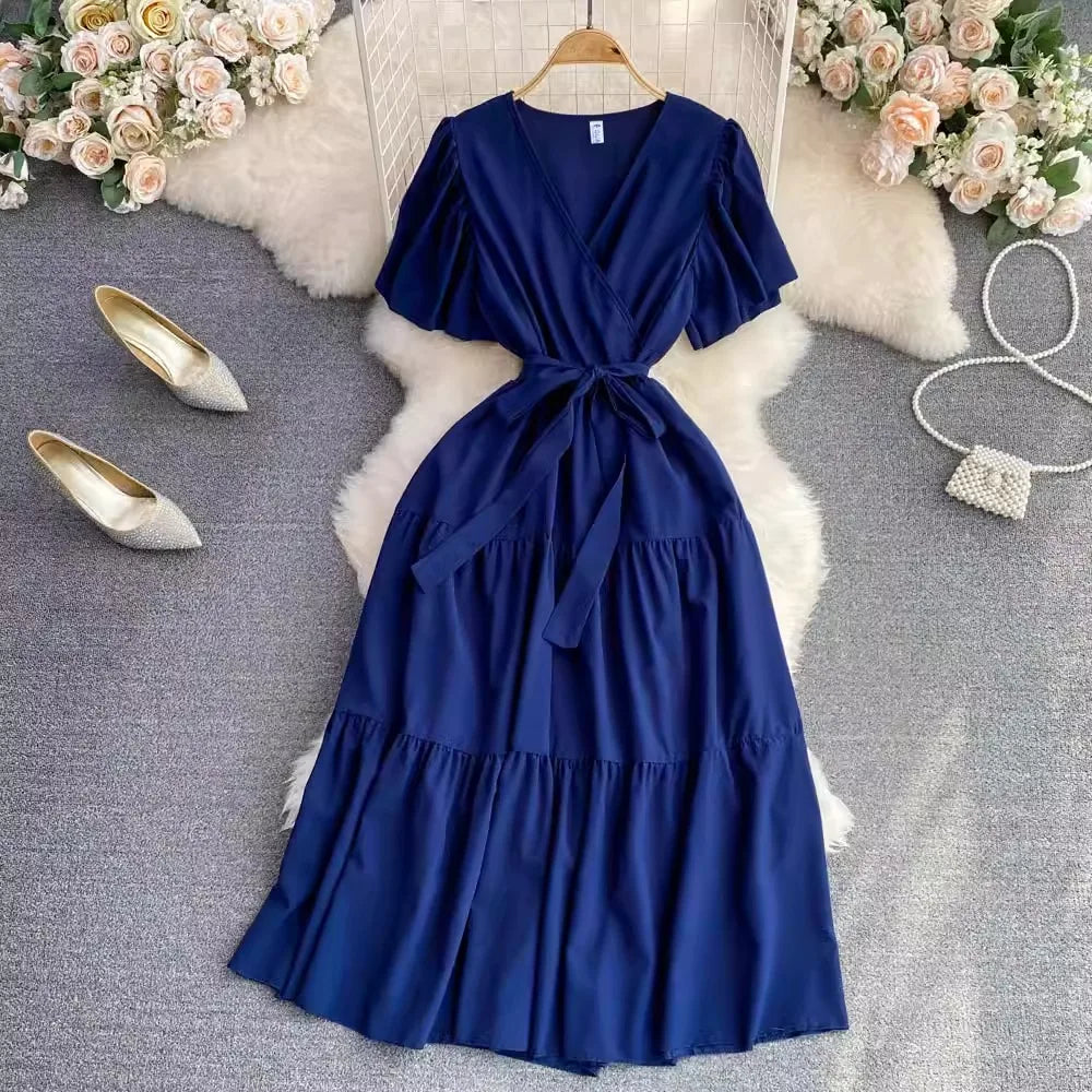 Vintage Sash Tie Maxi Dress
