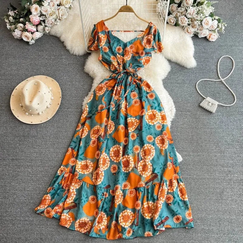 Floral A-Line Boho Maxi Dress