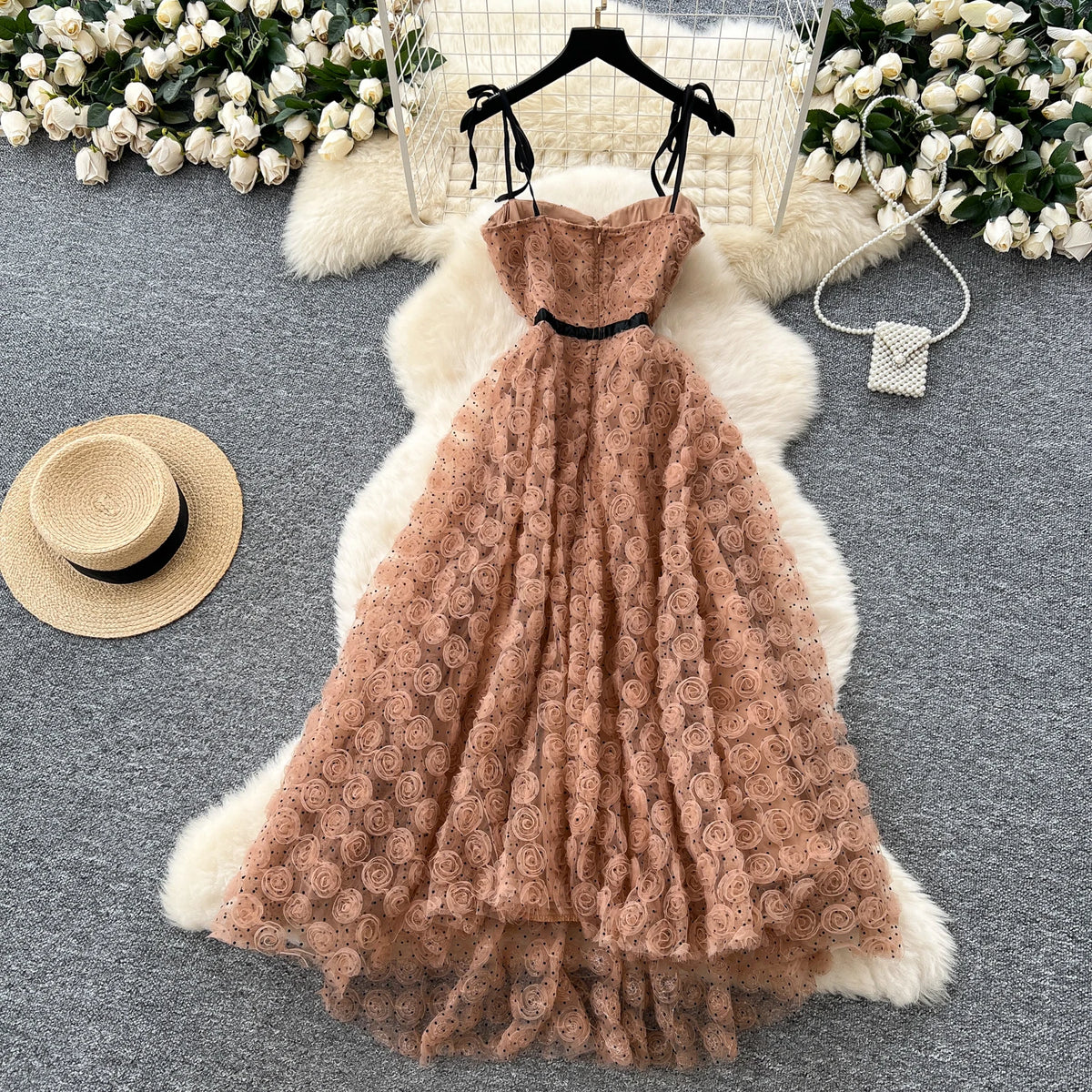 Sculpted Detail A-Line Long Dress