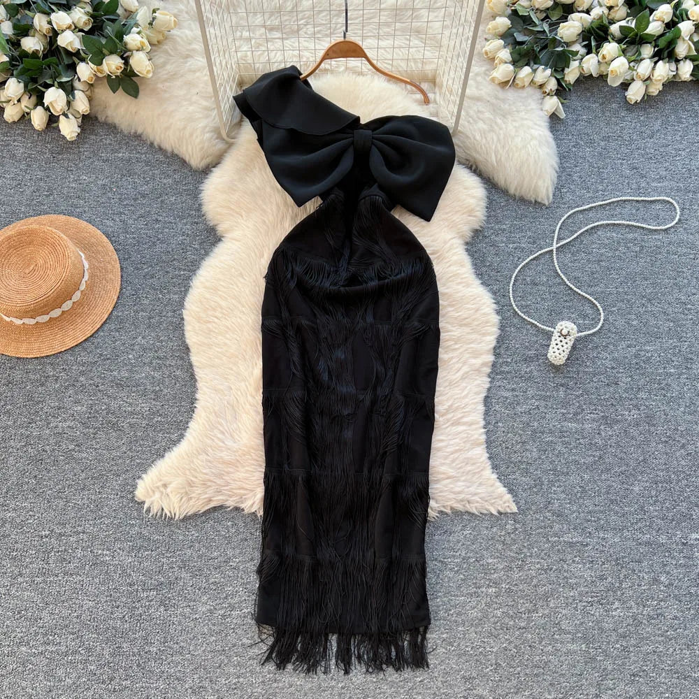 Tassel Off-Shoulder A-Line Sundress