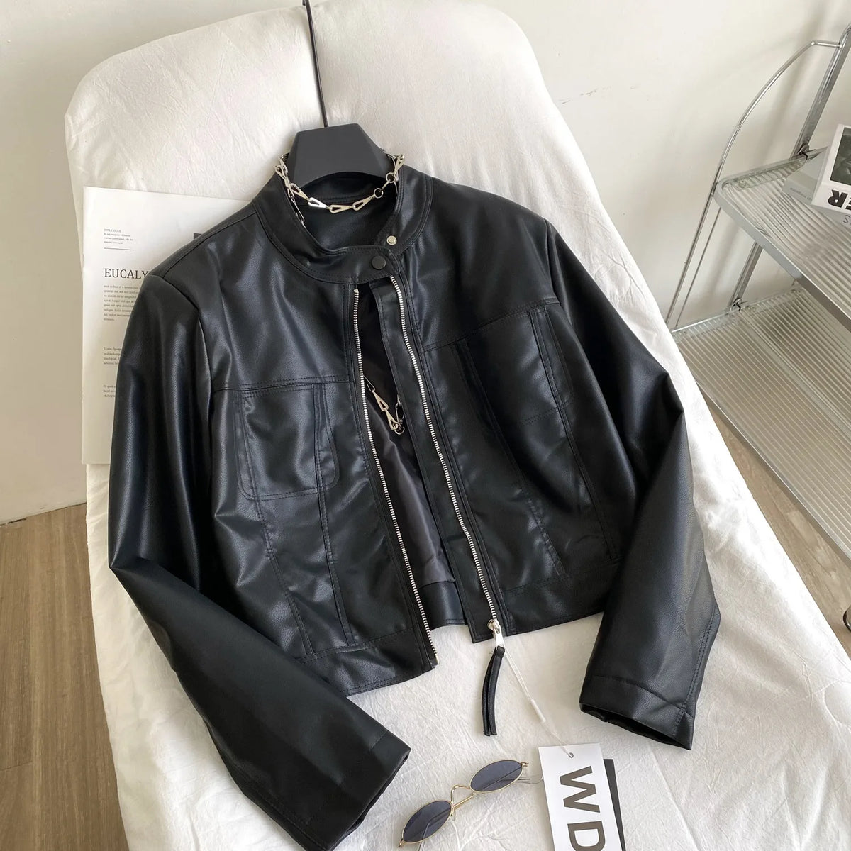 Vintage Faux Leather Moto Jacket