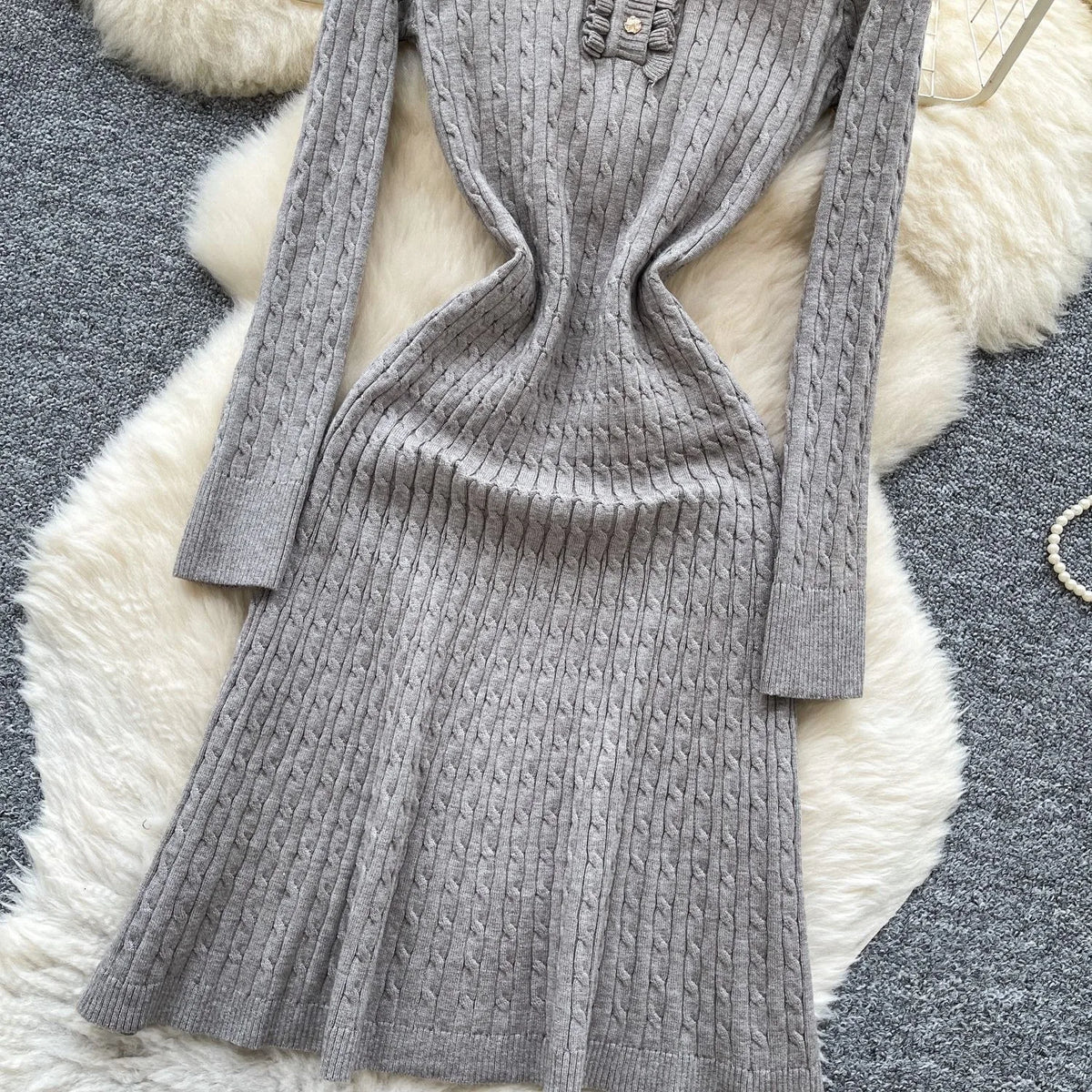 Long Sleeve Knit A-Line Mini Sweater Dress