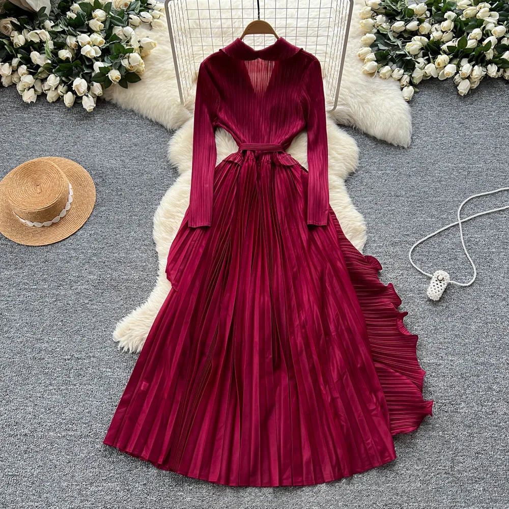 Asymmetric Long Sleeve A-Line Dress