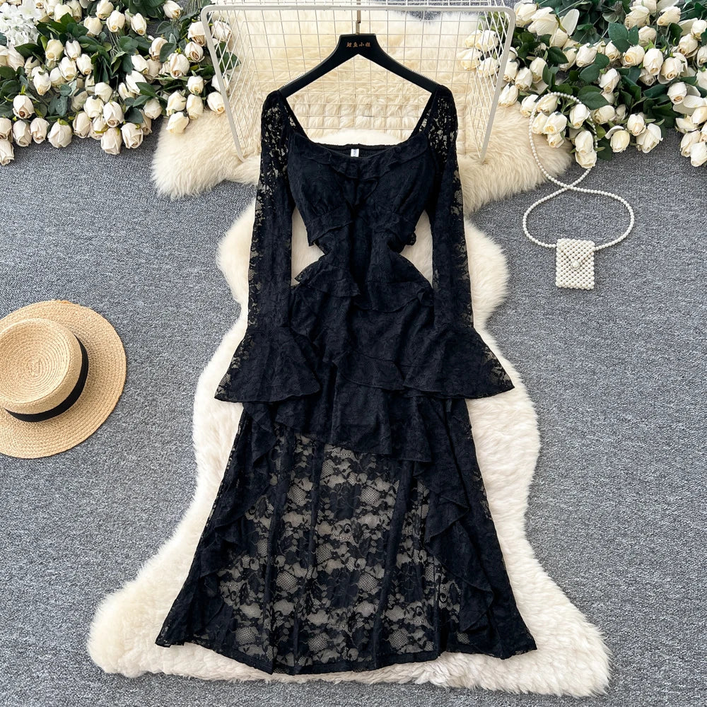 Lace Long Sleeve Maxi Evening Dress