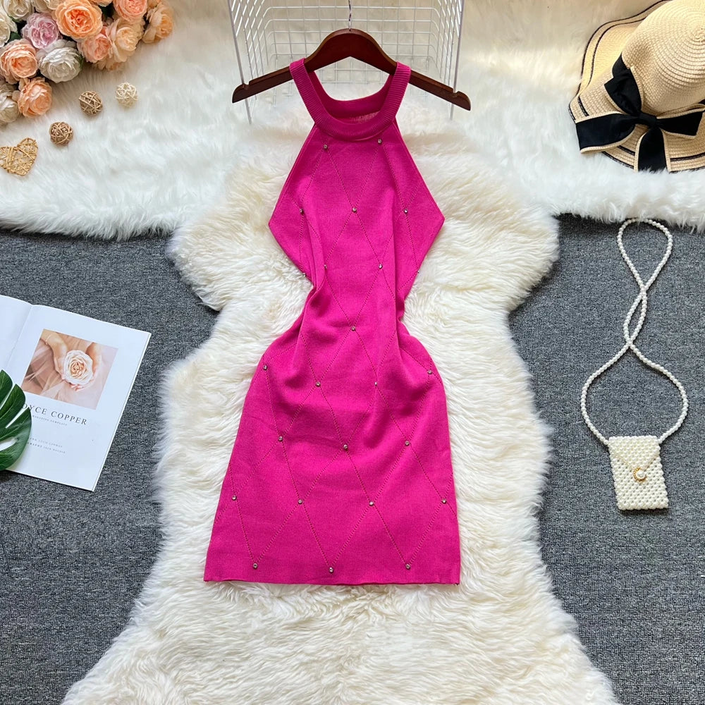 Rhinestone Knit Bodycon Mini Dress