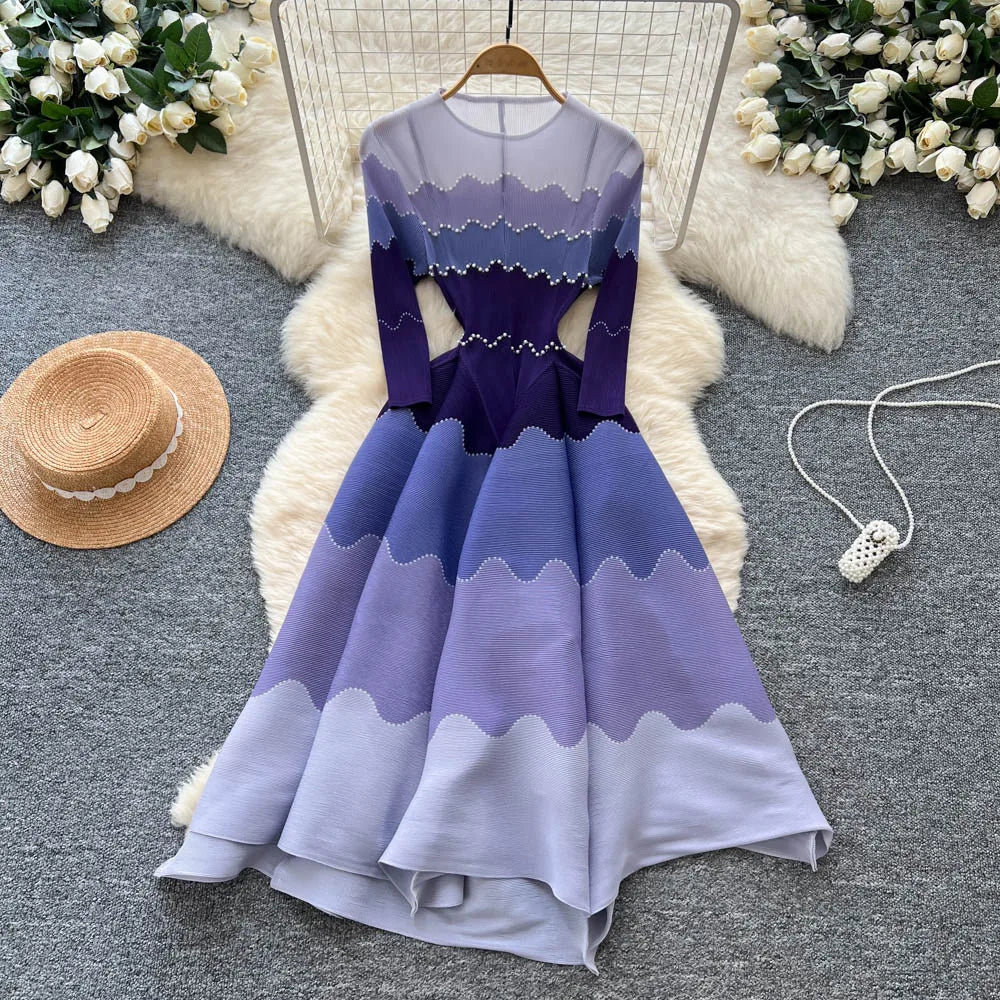Beaded Patchwork Loose A-Line Dress