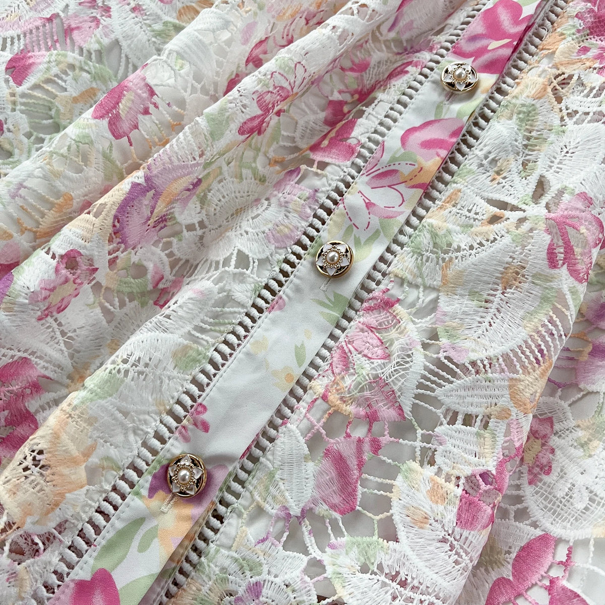 Crochet Floral Button Maxi Sundress