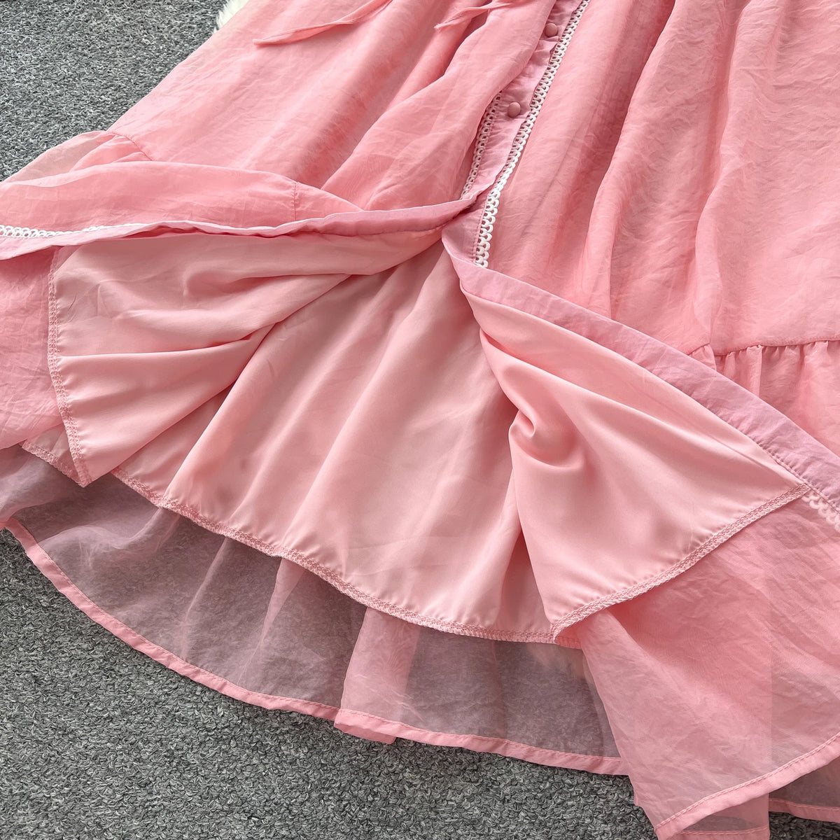 Lantern Sleeve Collared Pleated Dress
