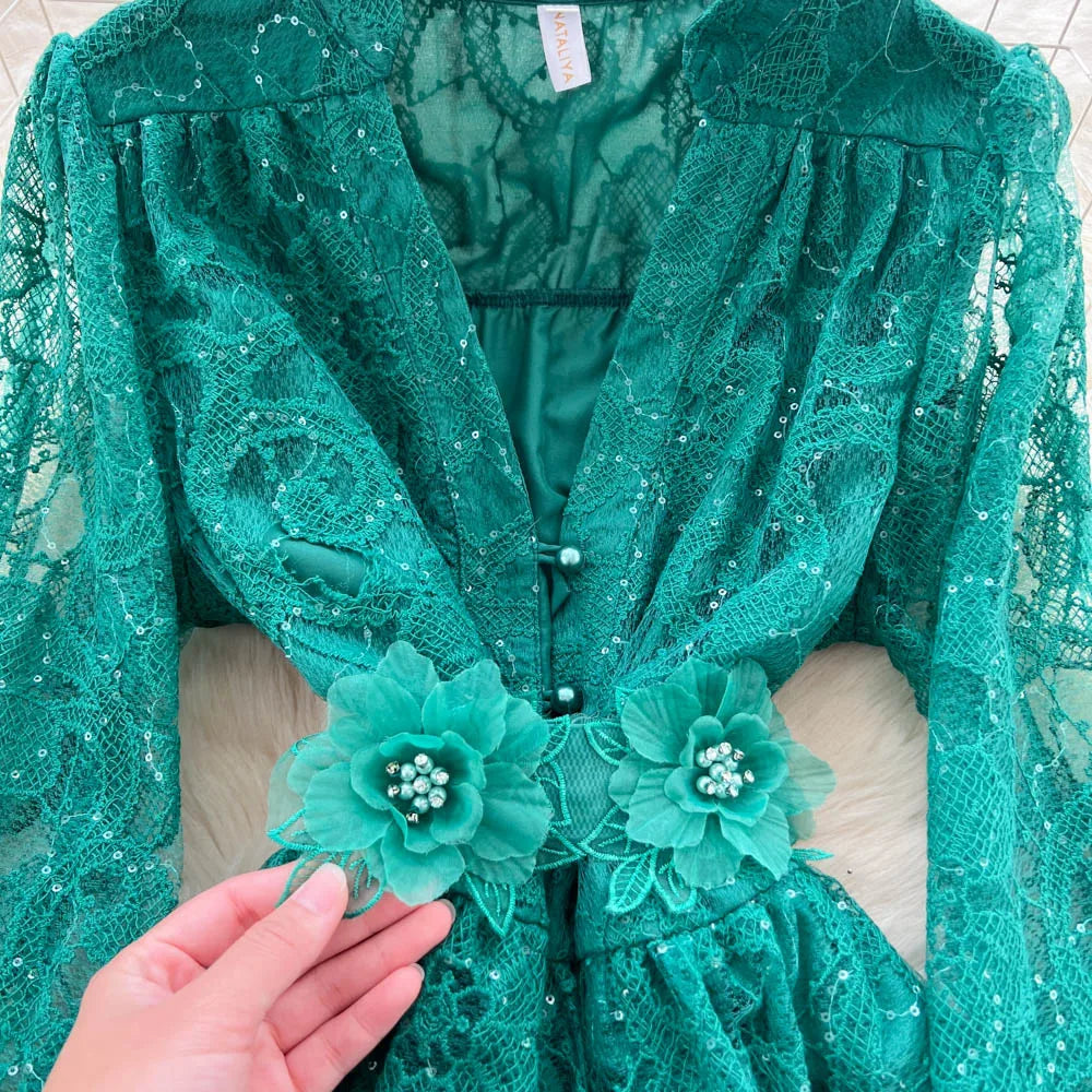 Embroidered Sequin Party Dress