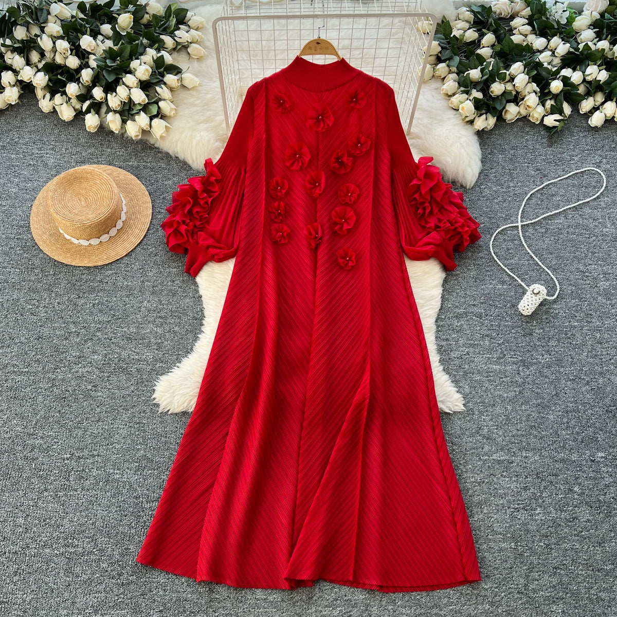 3D Floral Rhinestone Evening Dress
