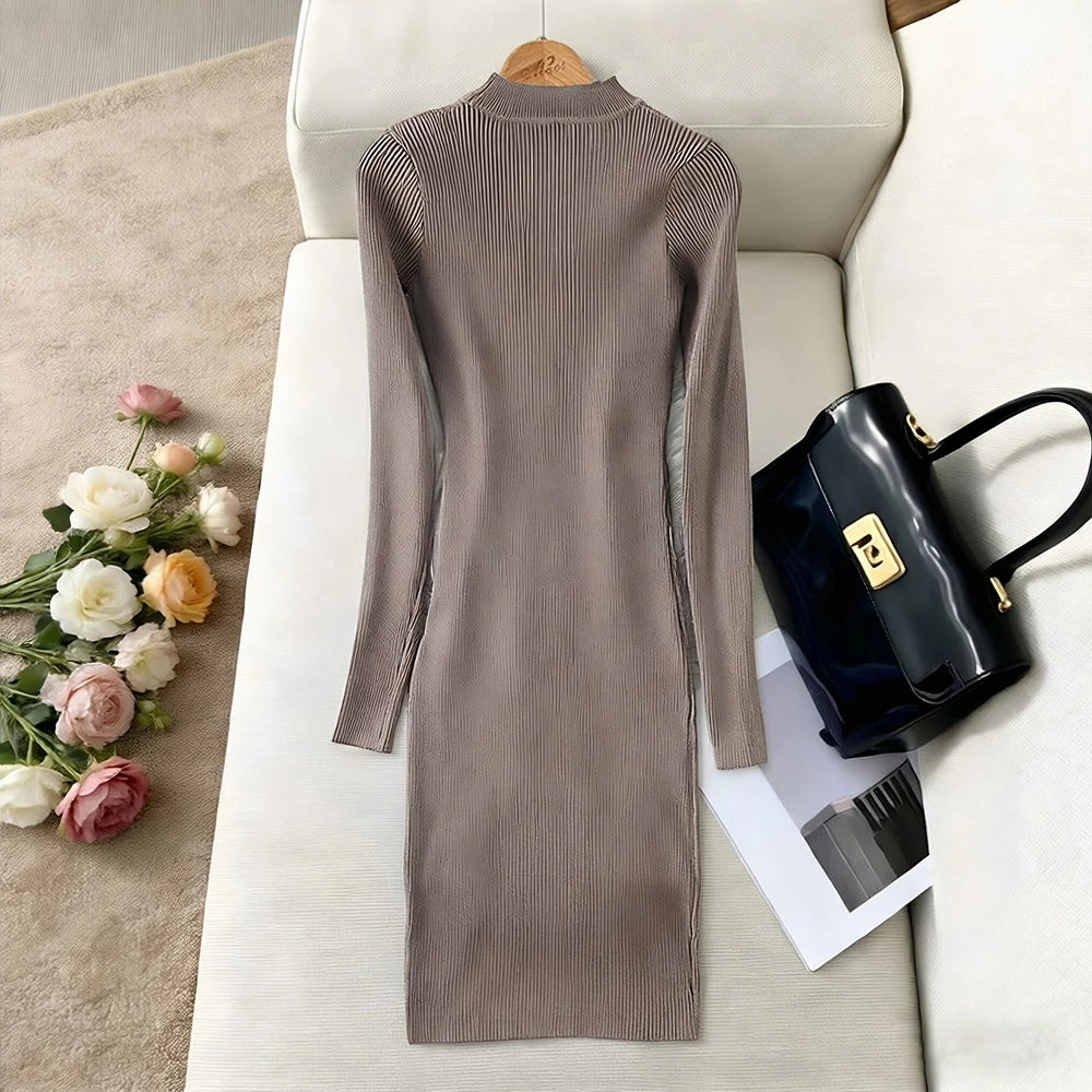 Keyhole Knit Bodycon Party Mini Dress