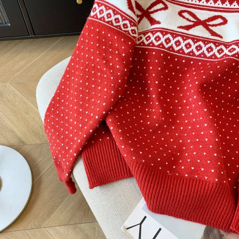 Red Bow Knit Sweater