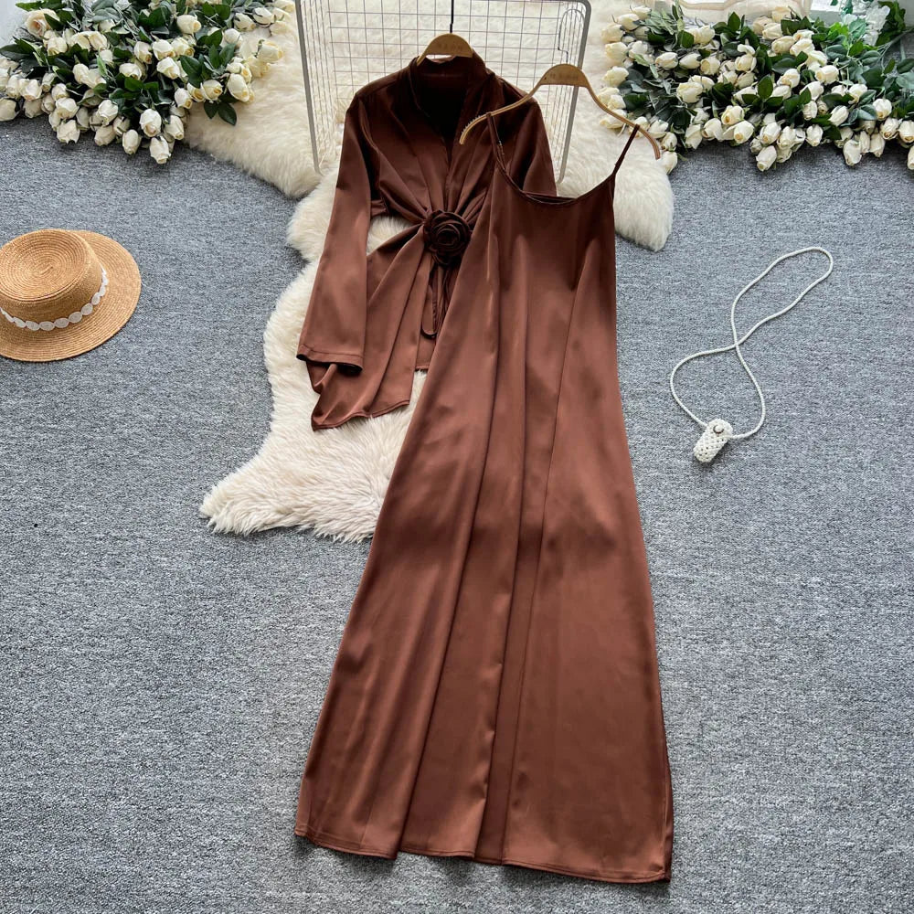 Satin Loose Two Piece Set