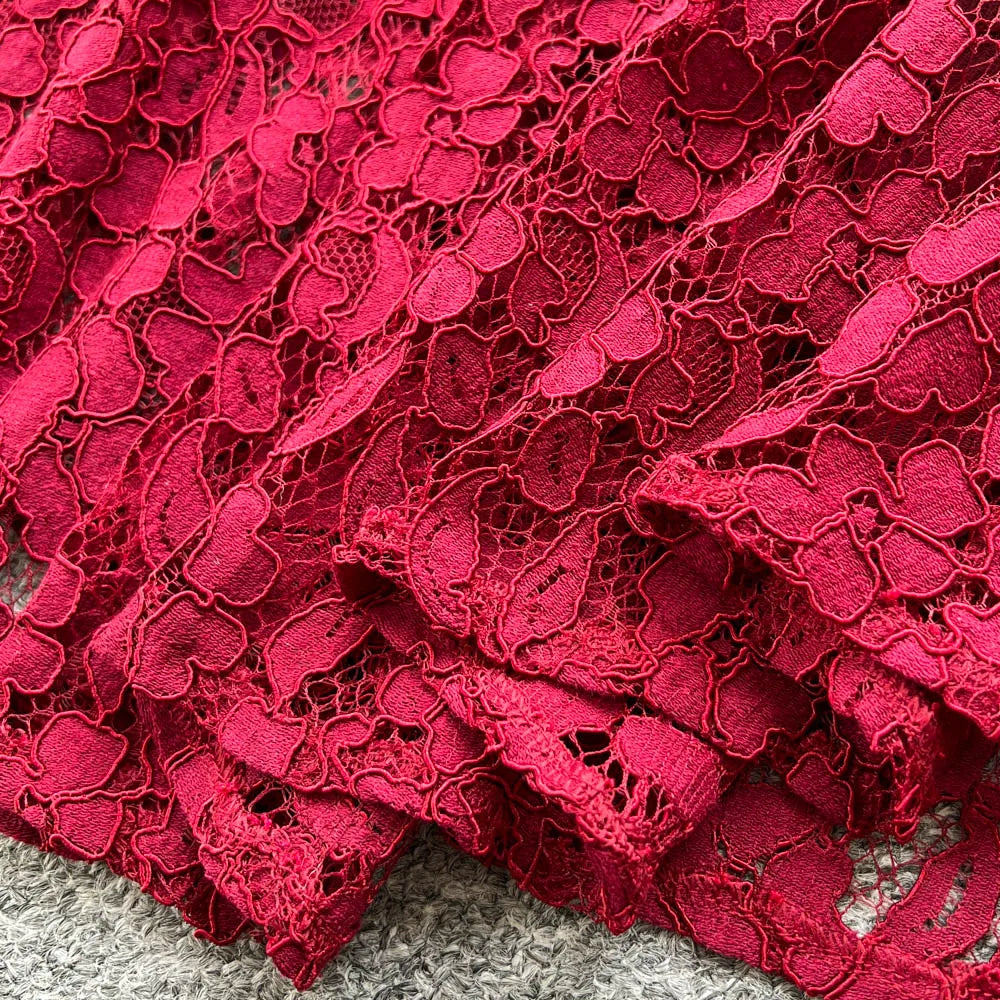 Lace Mesh Short Sleeve Evening Dress
