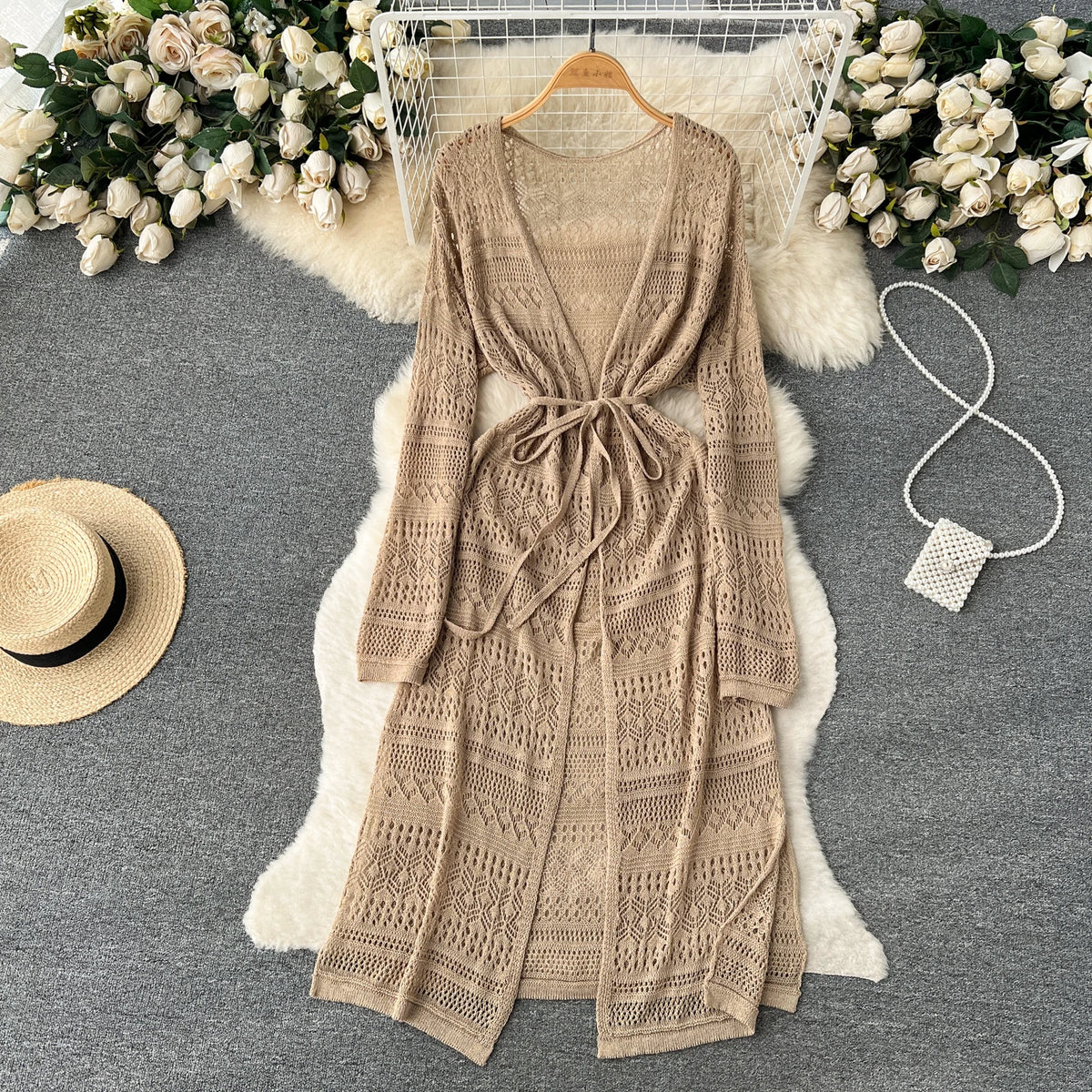 Boho Cutout Long Sleeve Cardigan