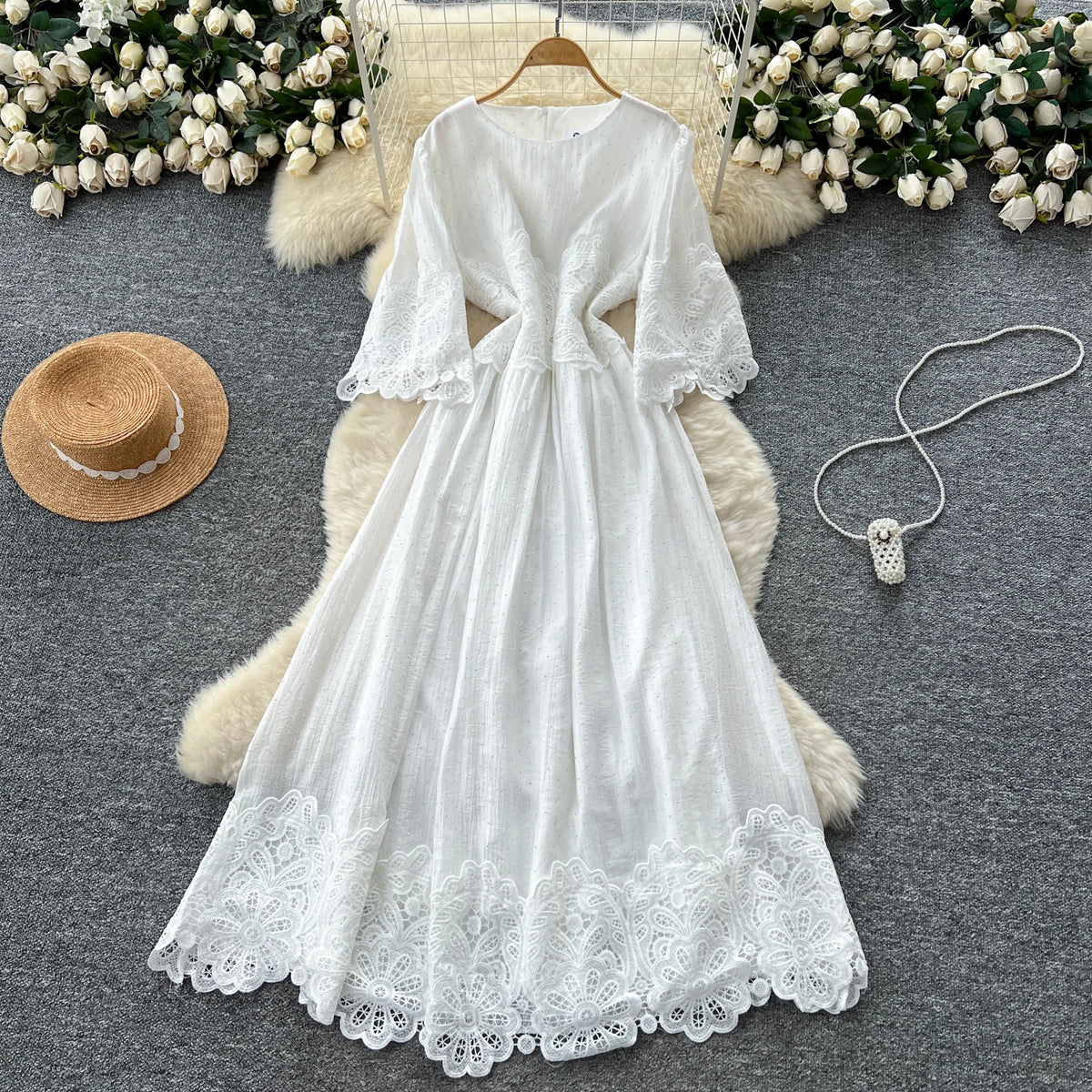 Rhinestone Paneled Boho Maxi Sundress