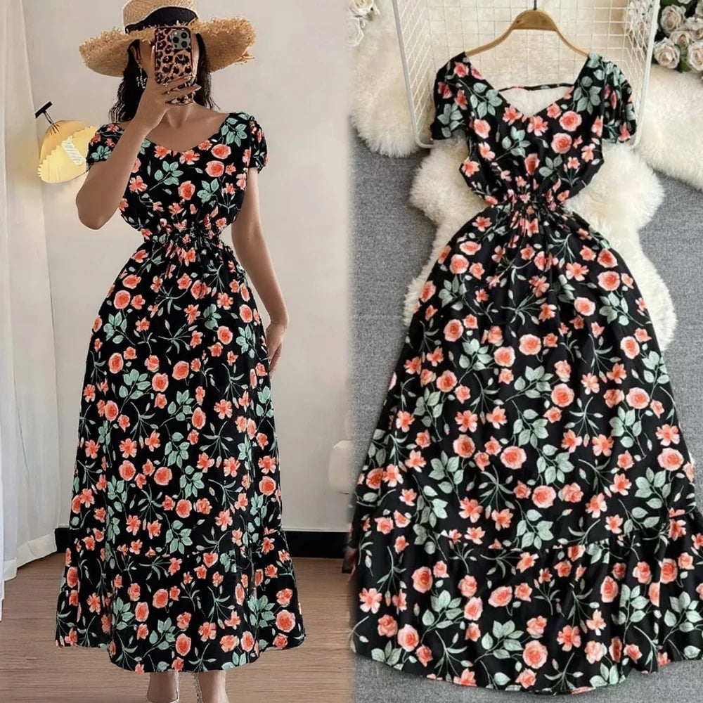 Floral A-Line Boho Maxi Dress