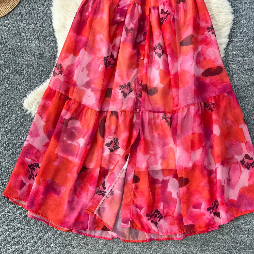 Short Sleeve Button Front A-Line Dress