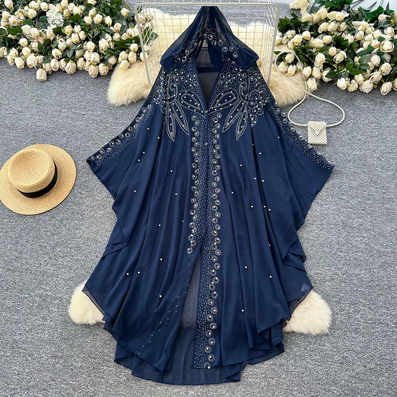 Beaded Hooded Sheer Mesh Duster