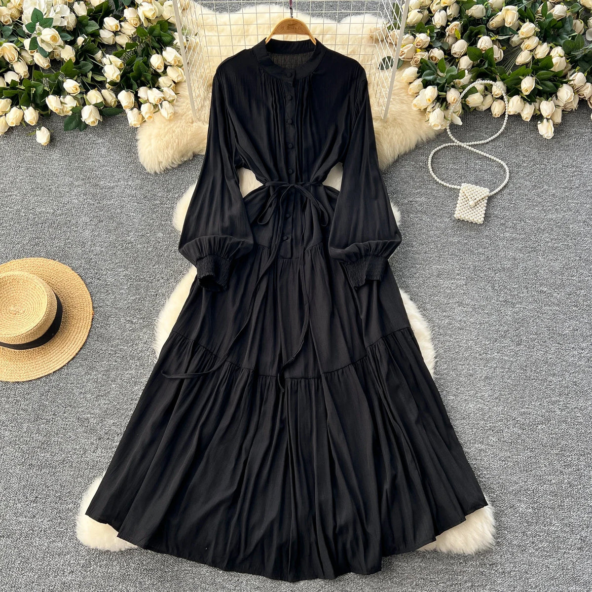 Loose Button Front A-Line Beach Dress