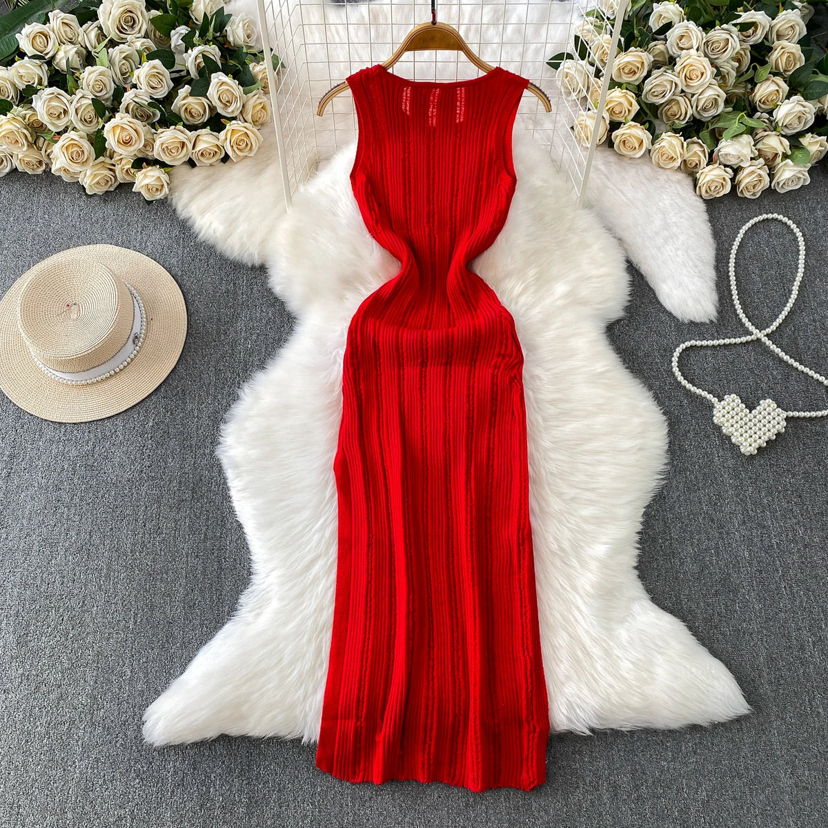 Off-Shoulder Knit Pencil Dress