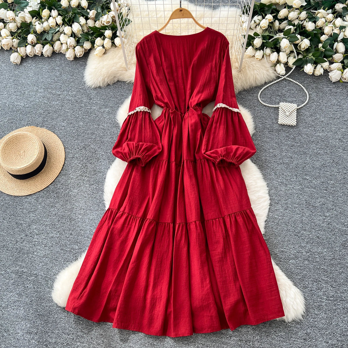 Tassel Ruched Boho Maxi Sundress