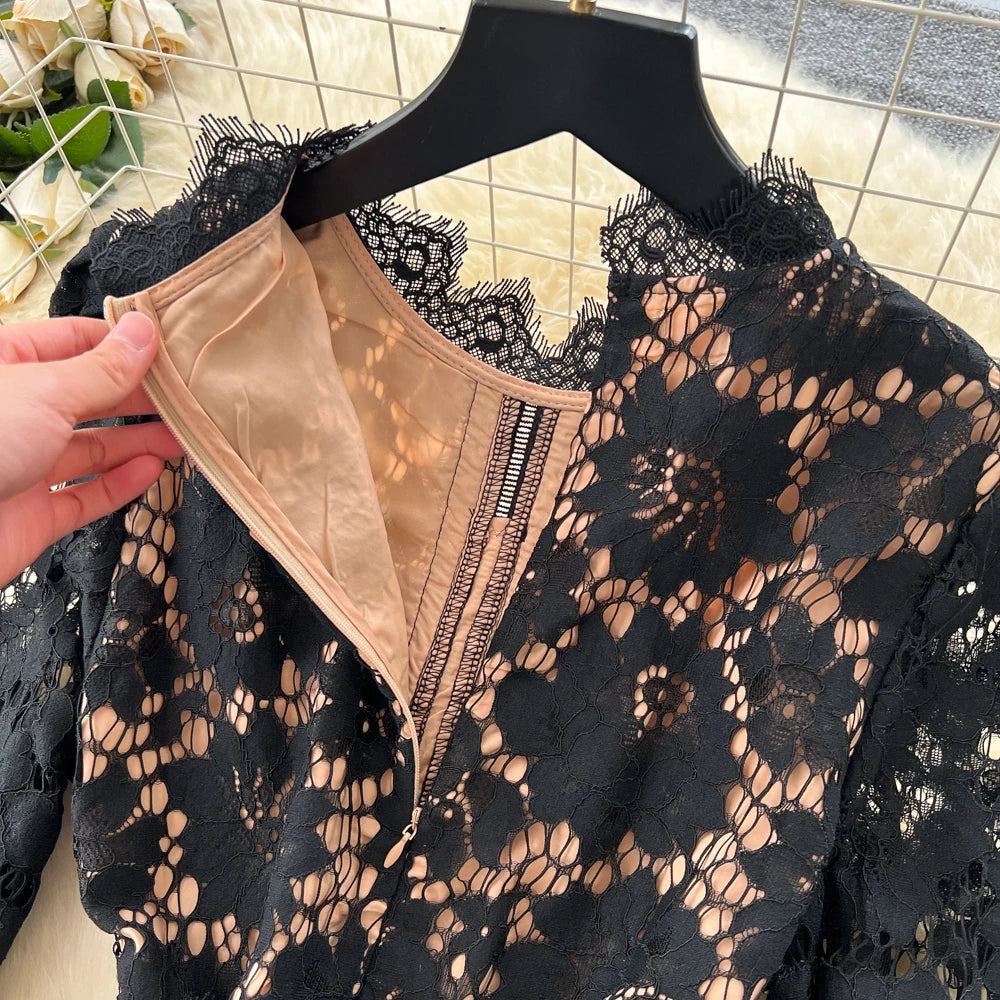 Crochet Lace Long Sleeve Fairy Dress