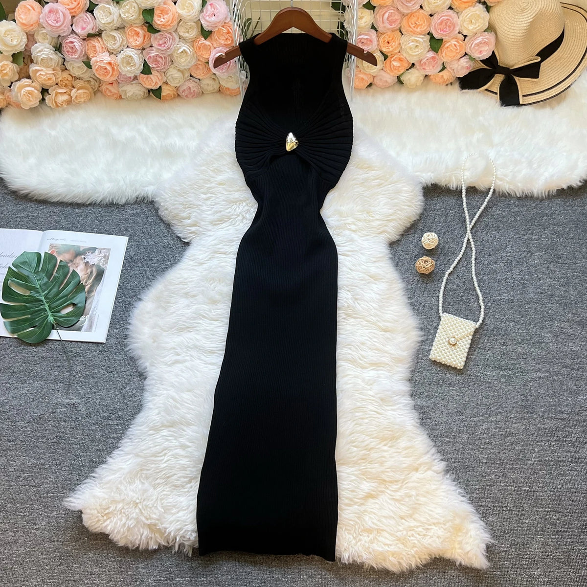 Openwork Knot Bodycon Party Dress