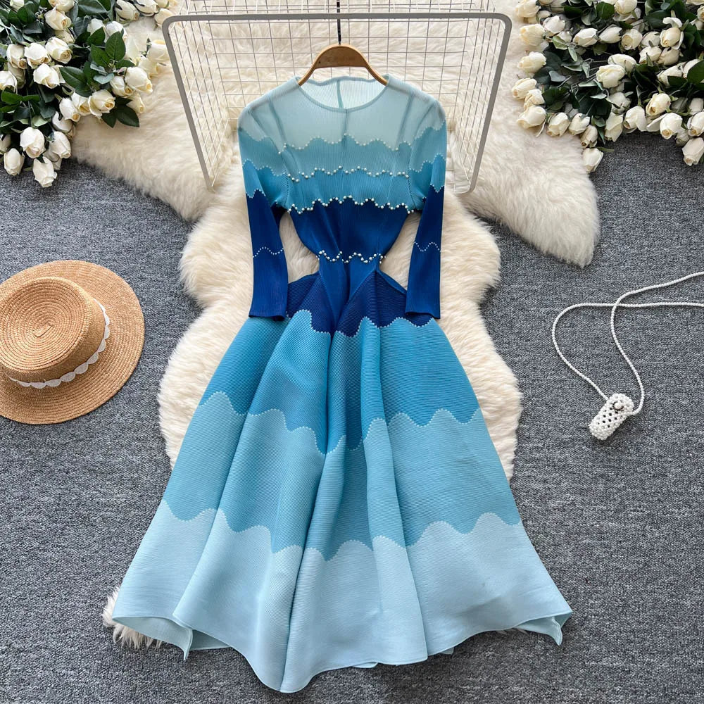 Beaded Patchwork Loose A-Line Dress
