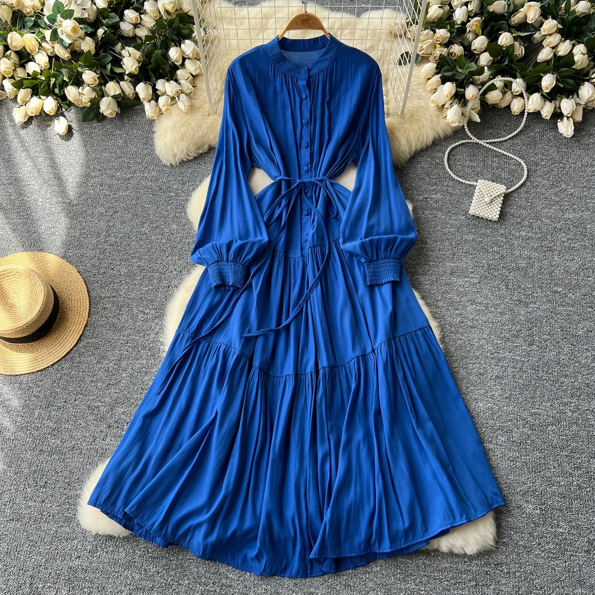 Loose Button Front A-Line Beach Dress