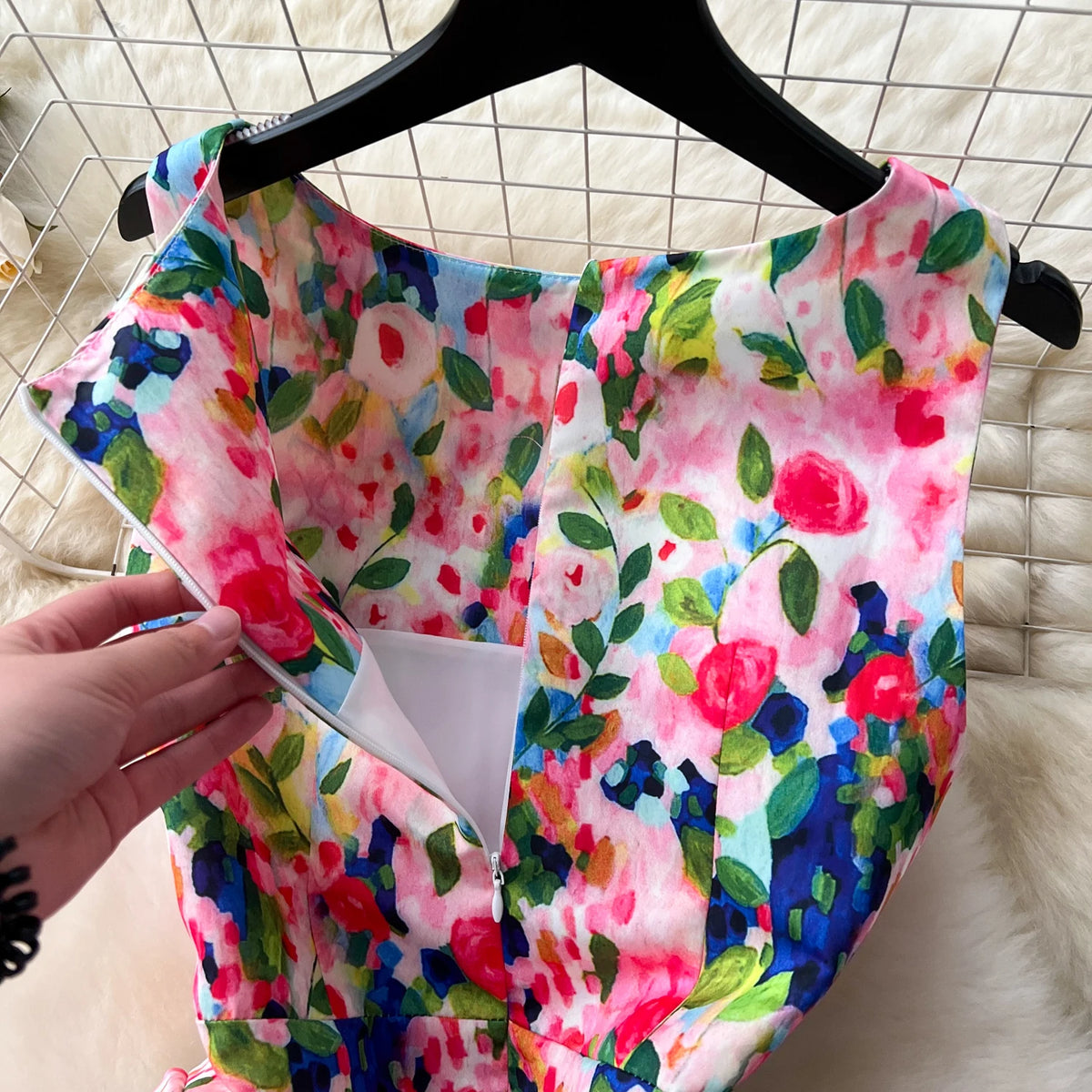 Belted Print Sleeveless A-Line Dress