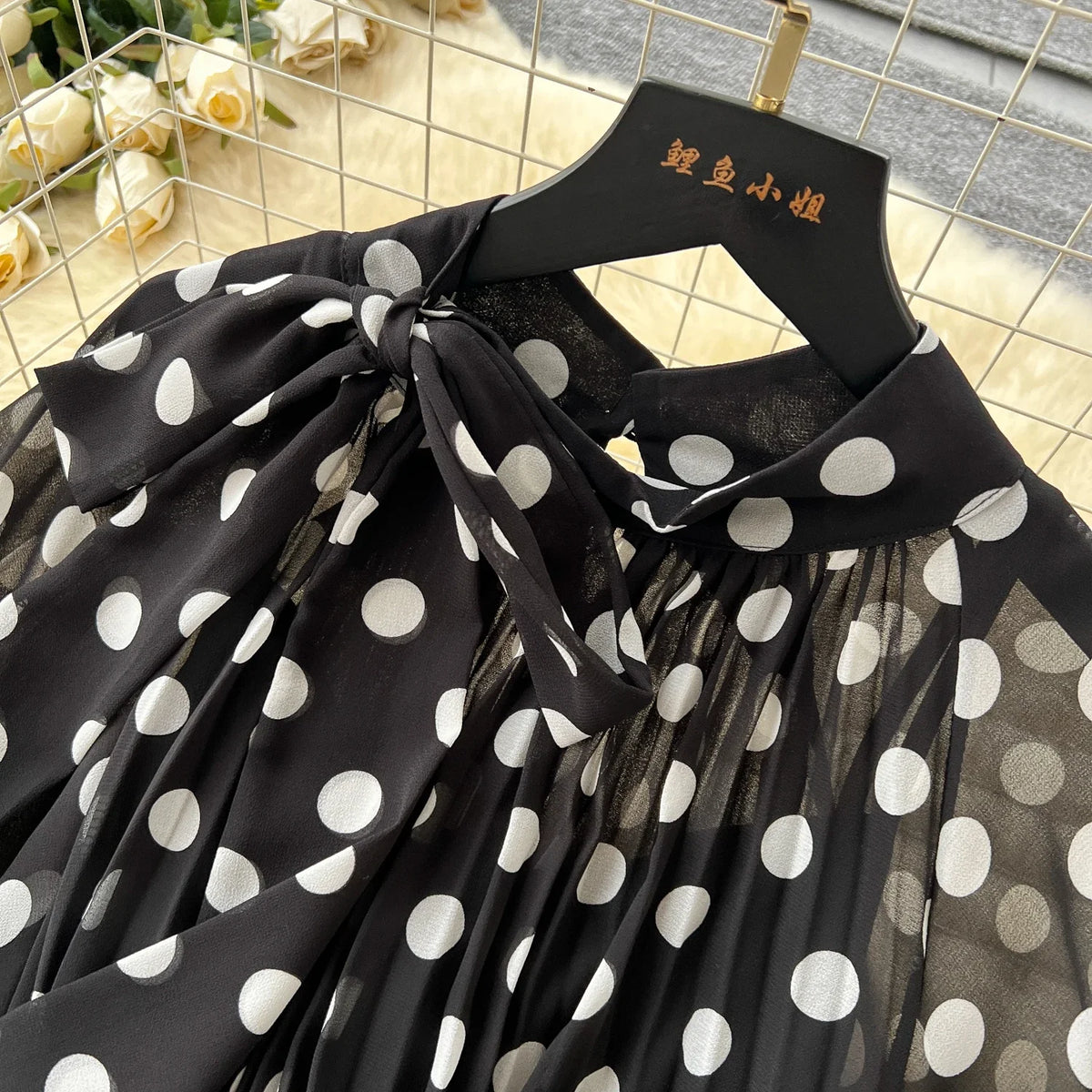 Print Bow Flare Sleeve Maxi Dress