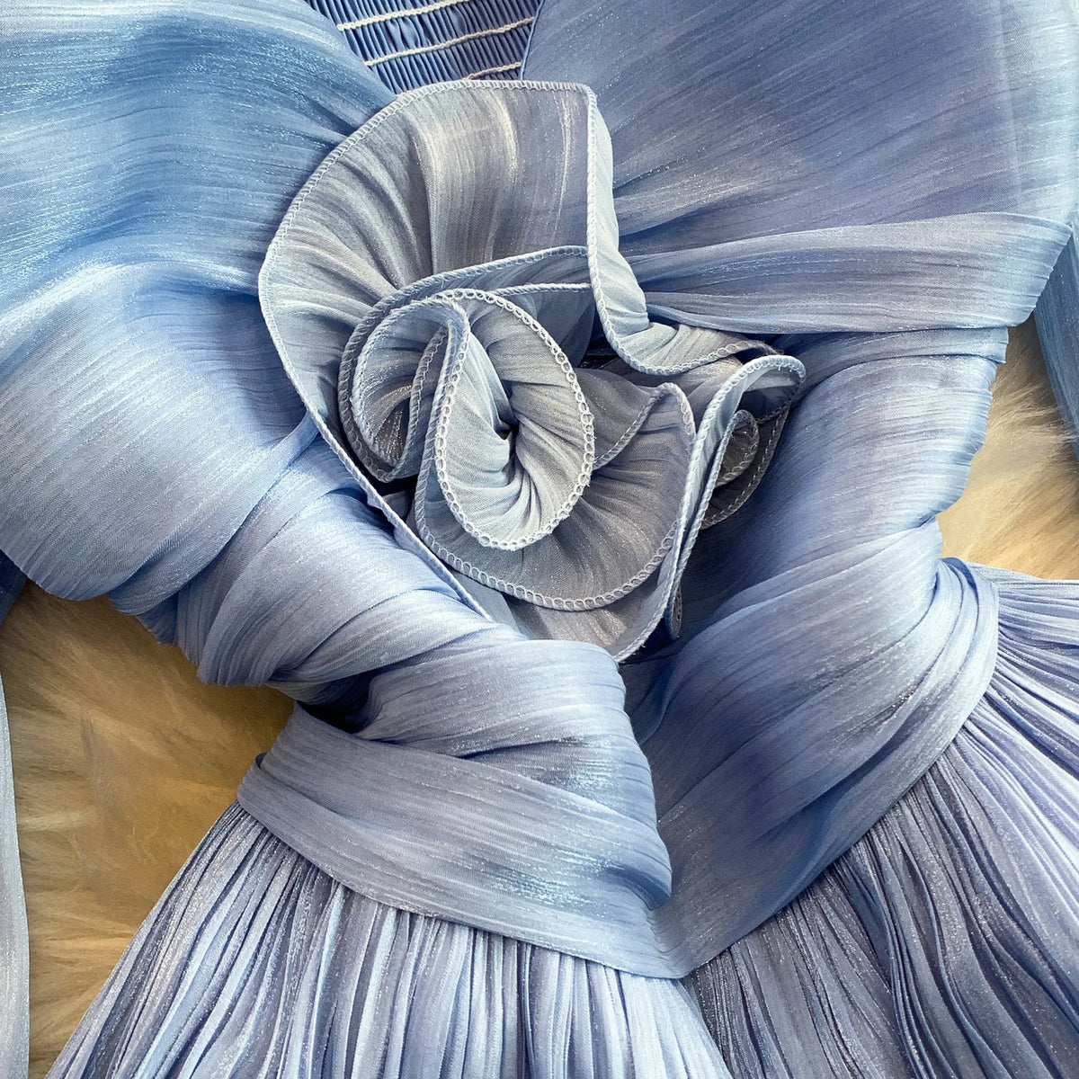 3D Ruffle High Waist Party Dress