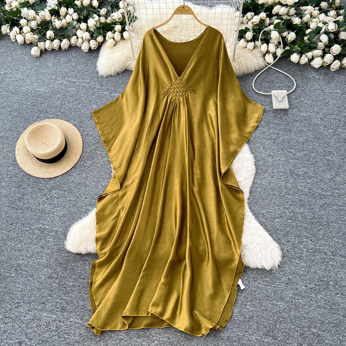 Loose V-Neck Boho Maxi Sundress