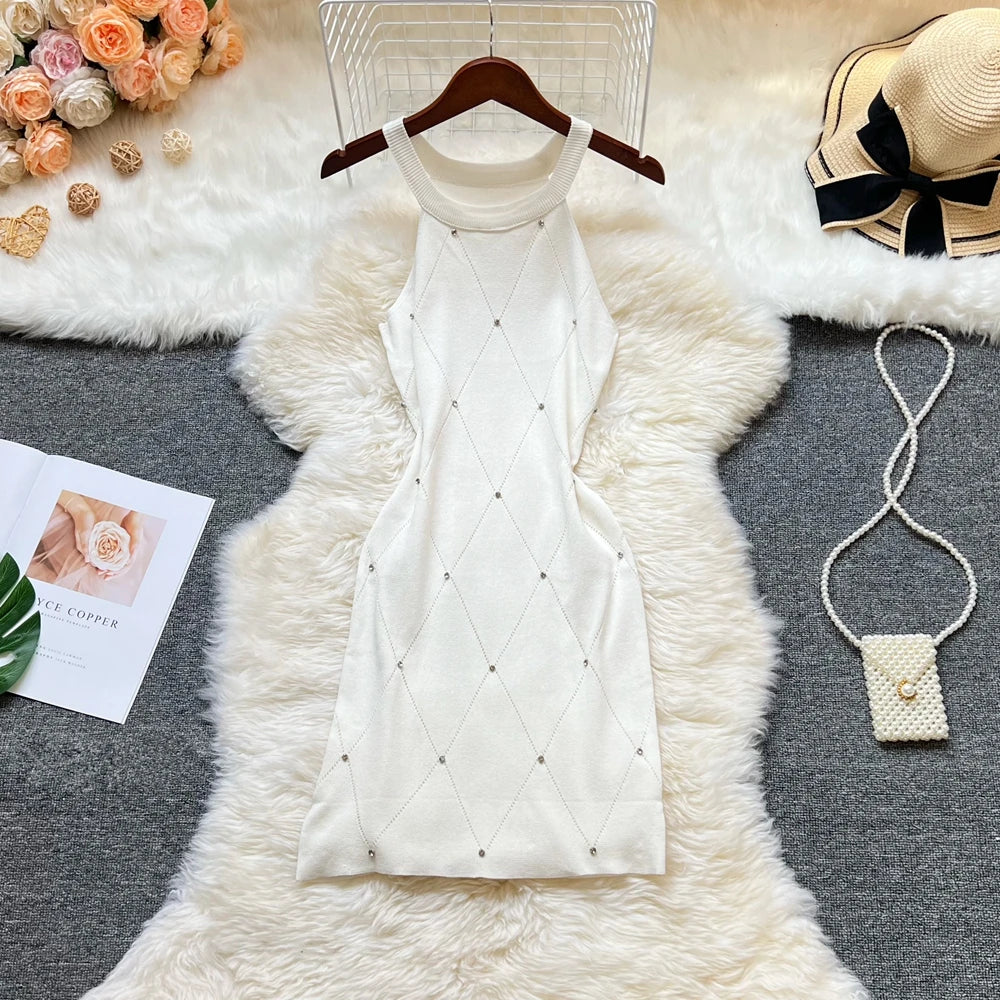 Rhinestone Knit Bodycon Mini Dress
